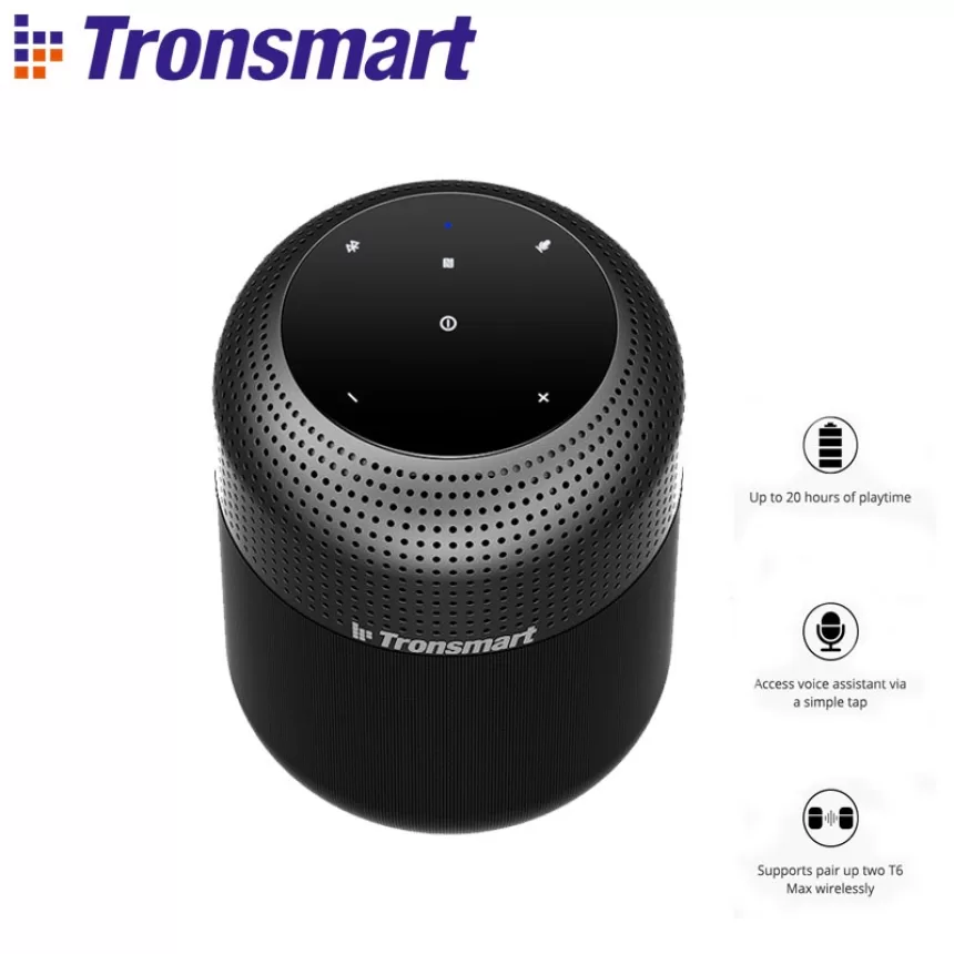 Tronsmart T6 Max Bluetooth Speaker 60W Home Theater Speaker with 20H Playtime, IPX5, NFC, True Wireless Stereo, Voice Assistant