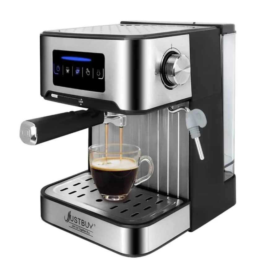 LCD Touch Espresso Coffee Machine Maker Semi-Automatic Pump With Cappuccino Milk Bubble Maker