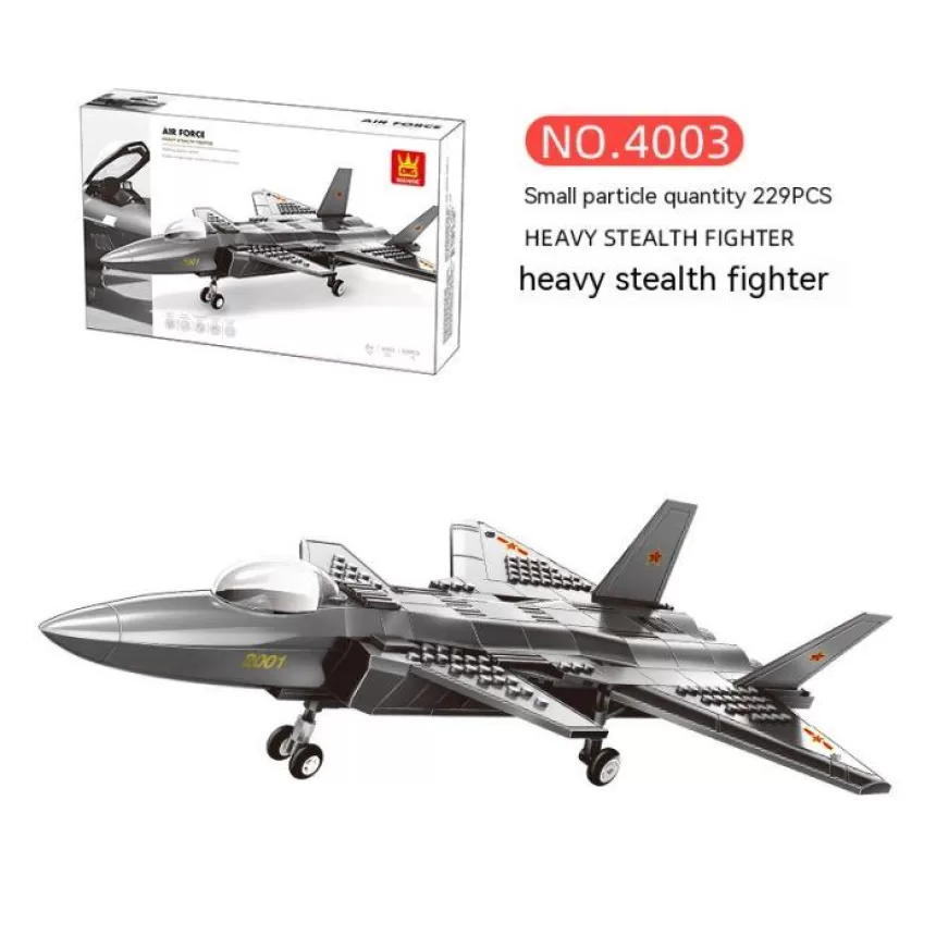 Wange 4005 military National Day parade carrier-based aircraft model assembly small particle building block toys wholesale