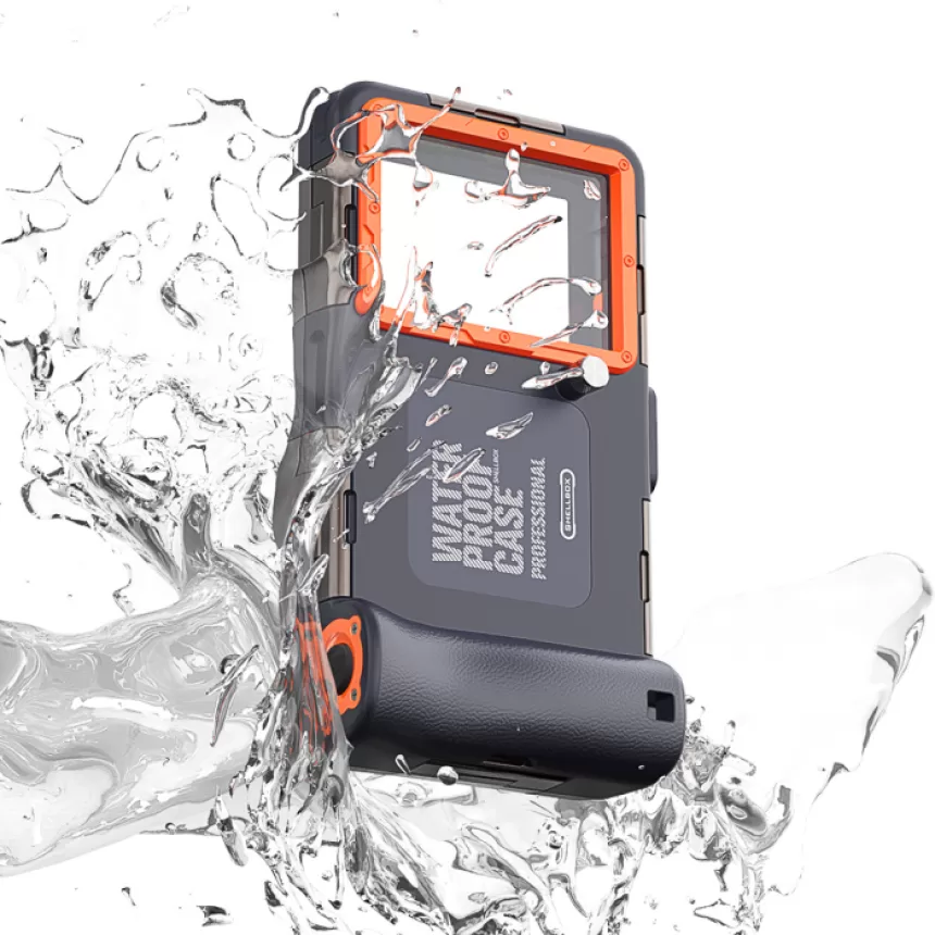 Universal Diving Underwater Case for Photo Video Suitable for iPhone& Huawei &Xiaomi, 50ft/15m Waterproof Swimming Snorkeling Protective Housing Orange