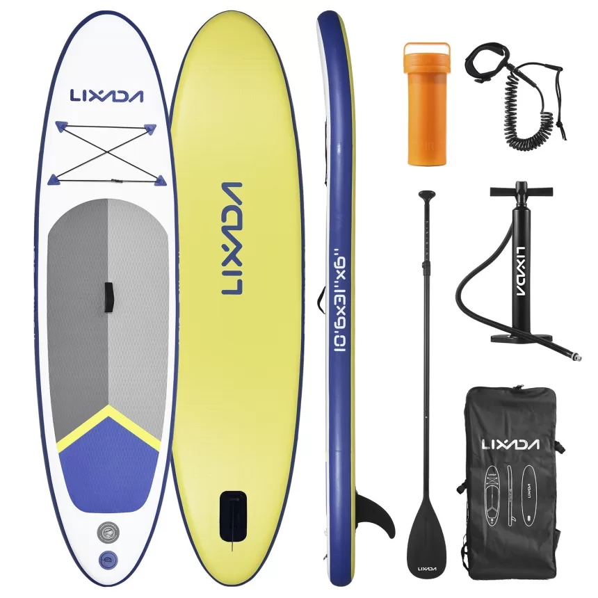 Lixada 3.2M Inflatable Paddle Board Stand Up for Adult 6 Inch Thick SUP Paddleboard Water Sport Surf Set with Adjustable Paddle Pump Travel Backpack