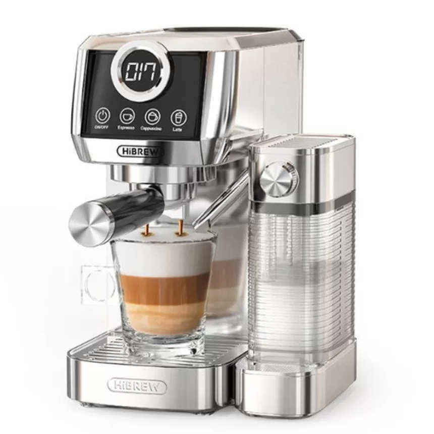 HiBREW 3 in 1 Semi Automatic Espresso Cappuccino Latte Coffee Machine Automatic Milk Froth Ground Coffee Stainless Steels H13A