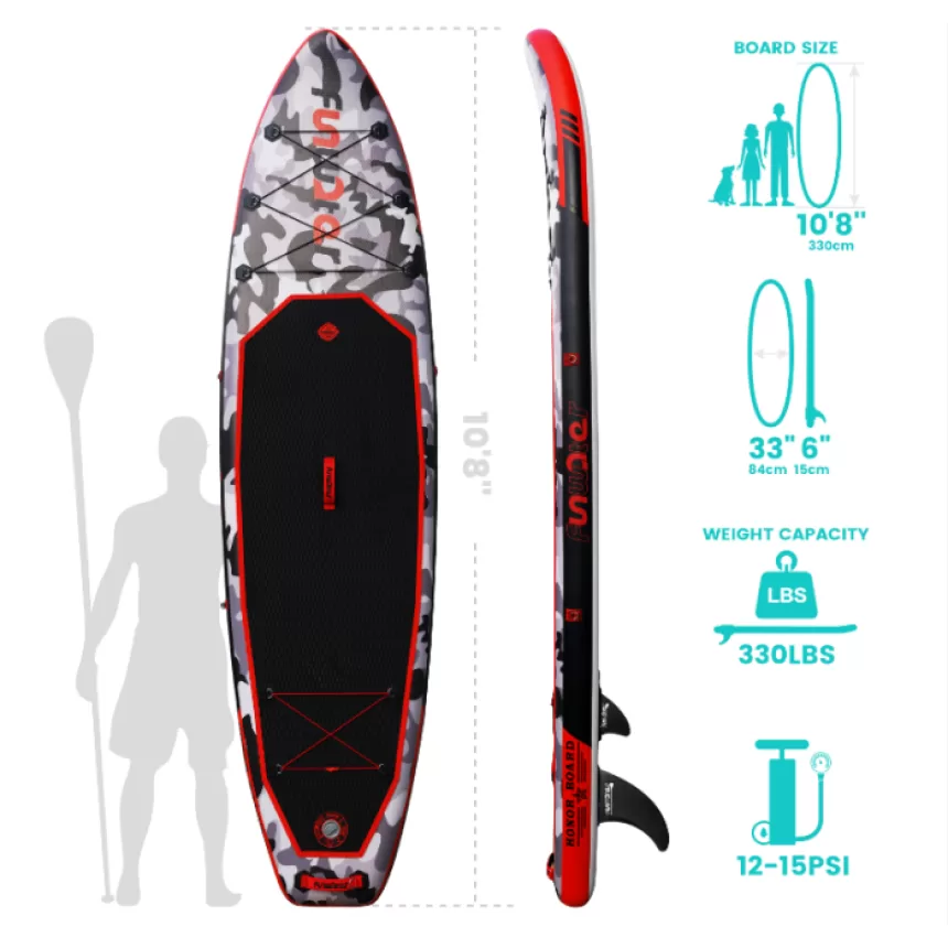 FunWater Inflatable Paddle Board 12~15PSI Maximum Load 150KG Stand Up Portable Surfboard