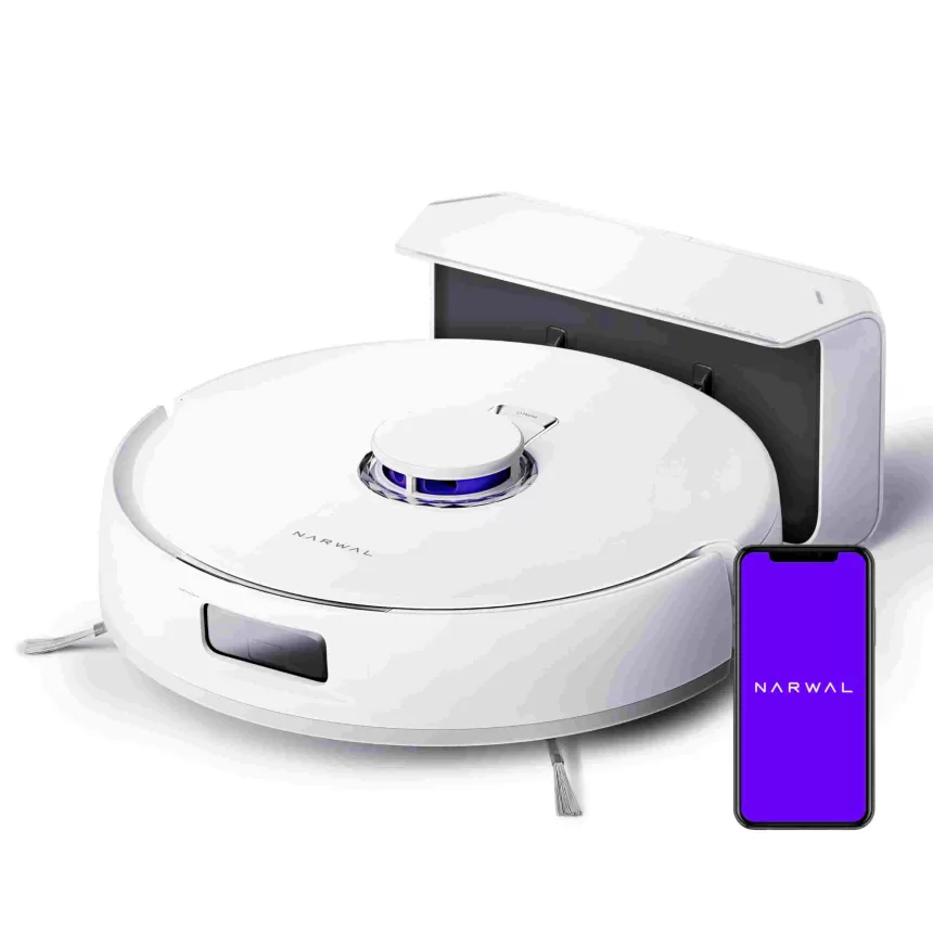 Narwal Freo X Plus Robot Vacuum Cleaner and Mop Built-in Dust Emptying, Strong 7800Pa Suction Power, Zero-Tangling Floating Brush, Alexa/Google Assistant/APP Control, Ideal for Pet Hair Hard Floor, Wood Floor