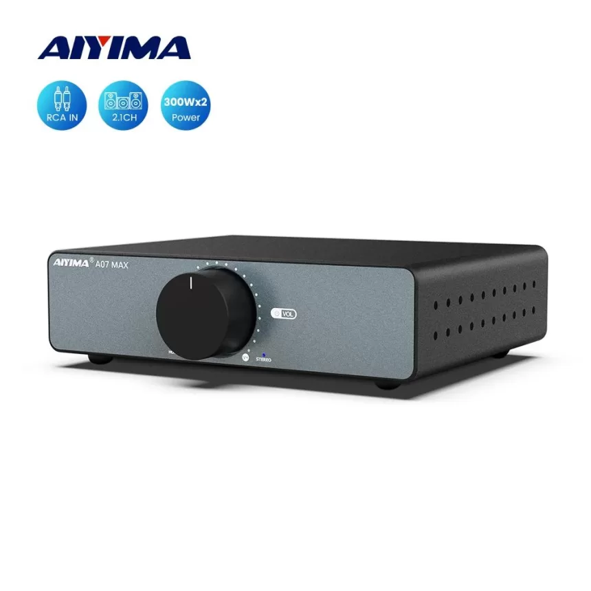 AIYIMA A07 MAX Amplifier Home Audio 300W X2 TPA3255 Class D Power Speaker Amp 2 Channel Bridgeable Mono 600 W Stereo Amplifier