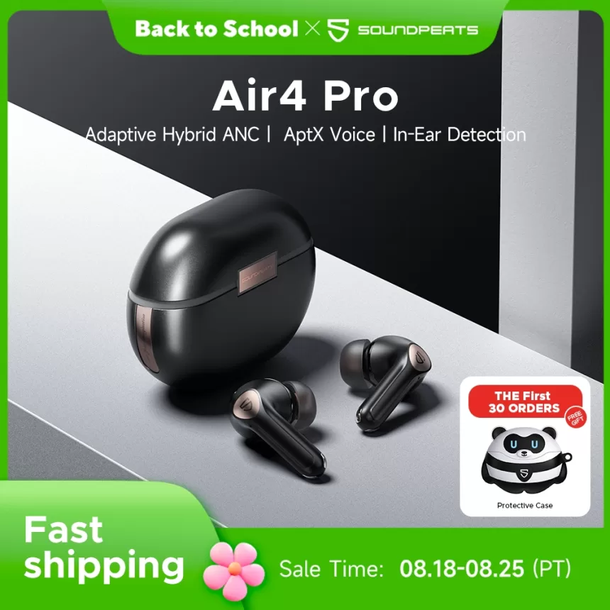 SoundPEATS Air4 Pro ANC Bluetooth 5.3 Wireless Earbuds with Lossless Sound & AptX Voice, Multipoint Connection, in-Ear Detection