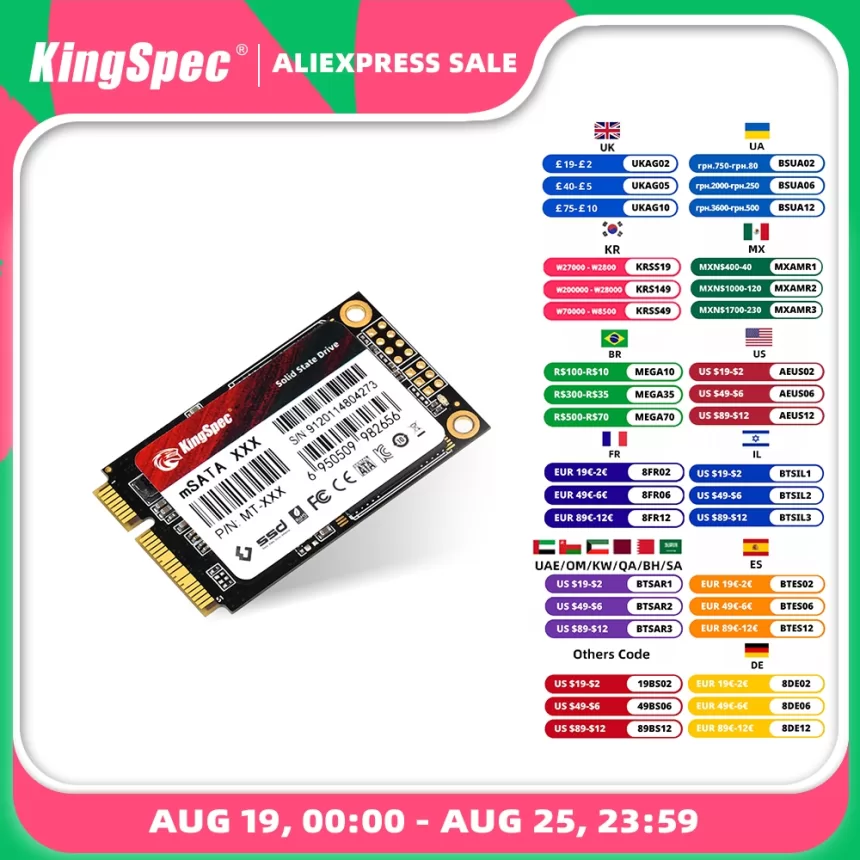 KingSpec mSATA SSD 128gb 256gb 512GB mSATA SSD 1TB 2TB HDD For Desktop 3x5cm Internal Solid State Hard Drive for Hp Laptop