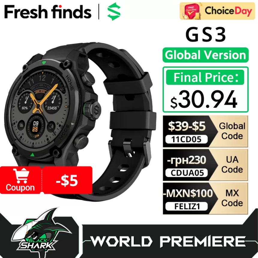 [World Premiere]Blackshark GS3 Smart Watch Global Version 1.43"AMOLED Display GPS Satellite Positioning 21 Day Battery Life 5ATM