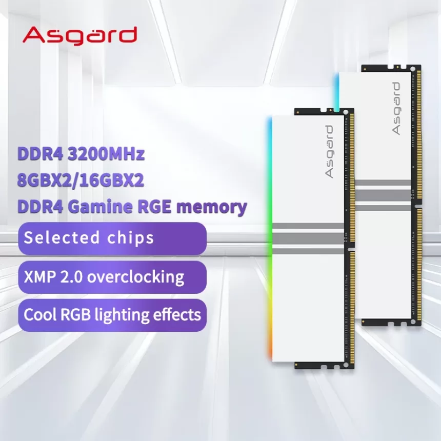 Asgard Valkyrie Memory DDR4 RAM PC 8GBX2 16GB 32GB 3200MHz 3600MHz RGB RAM White heatsink OC Performance for Desktop