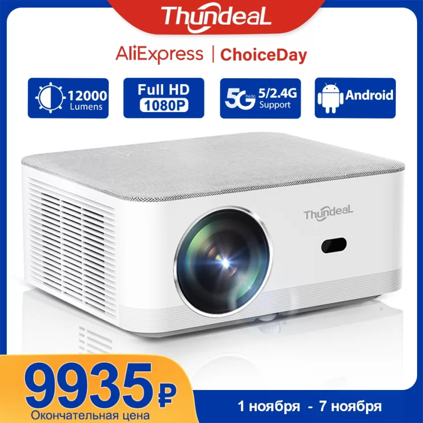 ThundeaL Portable Mini Projector TD92 Pro FHD 1080P Full HD Beam 4K Video WiFi Android Projector TD92Pro 3D Movie Home Theater