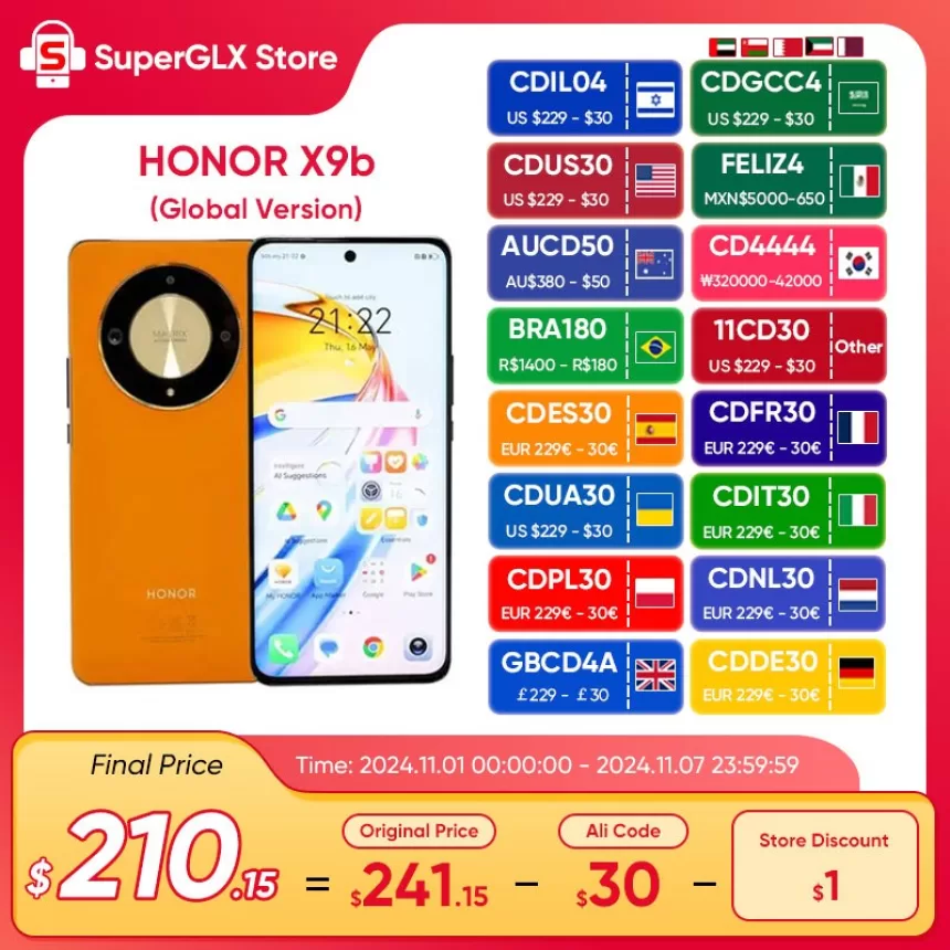 Global Version HONOR Magic6 Lite 5G X9b X50 6.78" Anti-Drop 120Hz Display 108MP Triple Cameras 2-Days Battery Android13 Dual SIM