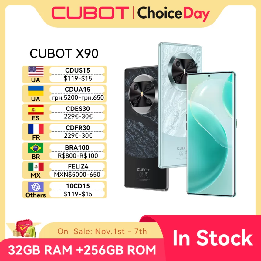 CUBOT X90, New Smartphone Android 14, 6.67" AMOLED Curved 120Hz Display, 32GB RAM(16GB+16GB), 256GB ROM, Helio G99, 100MP, NFC