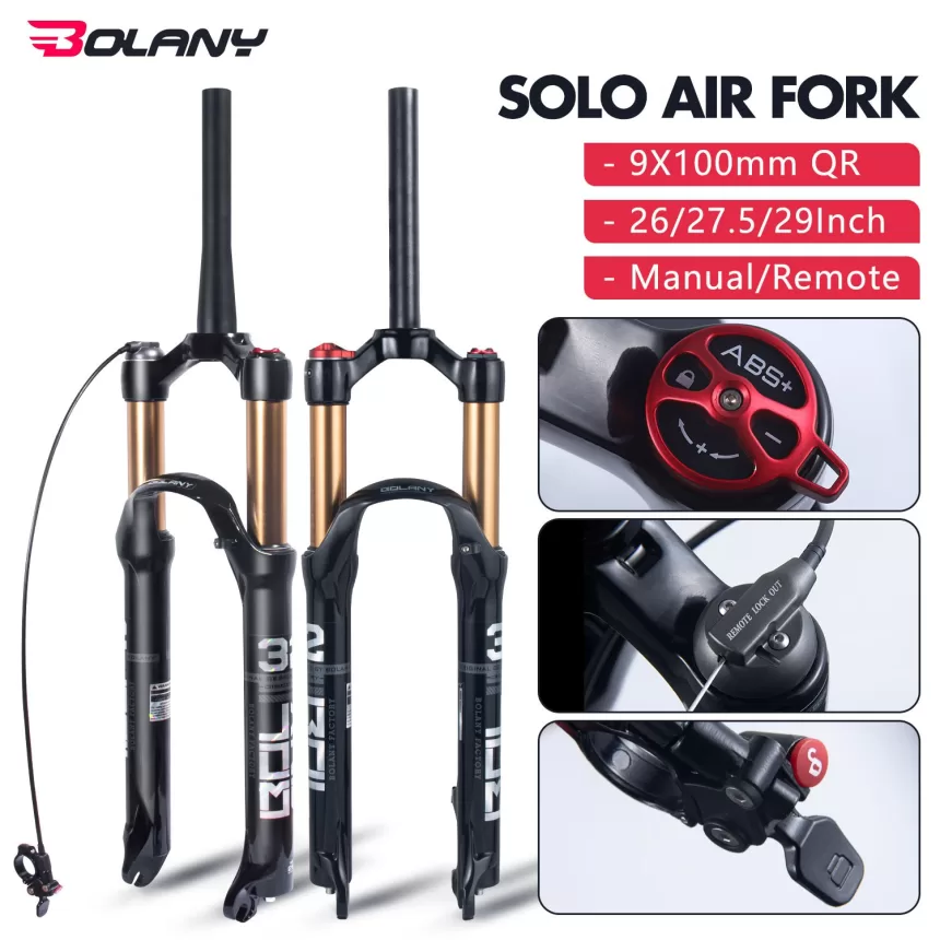 BOLANY Mountain Bike Air Supension 26/27.5/29Inch 120mm Air And Oil Remote Bicycle Fork 29 Quick Release MTB Bicycle Accessories