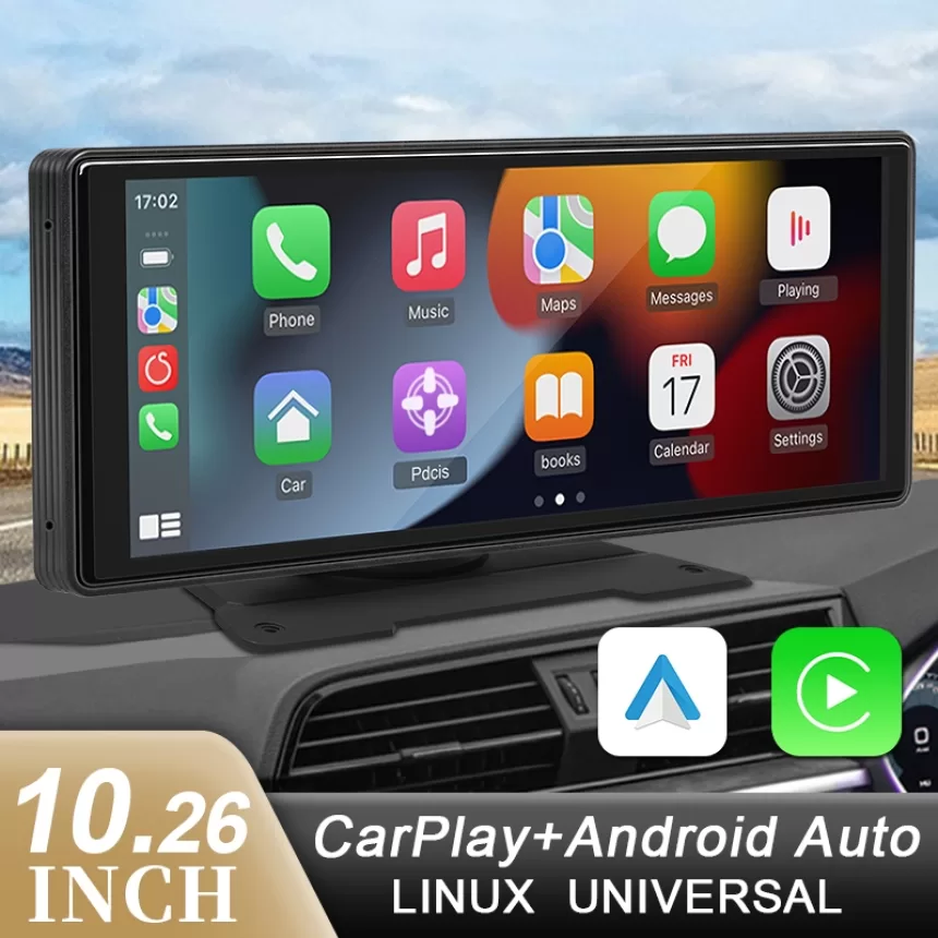 10.26" Car Mirror Radio Multimedia Video Player Universal Wireless Carplay Android Auto Screen With Bluetooth Rearview Camera