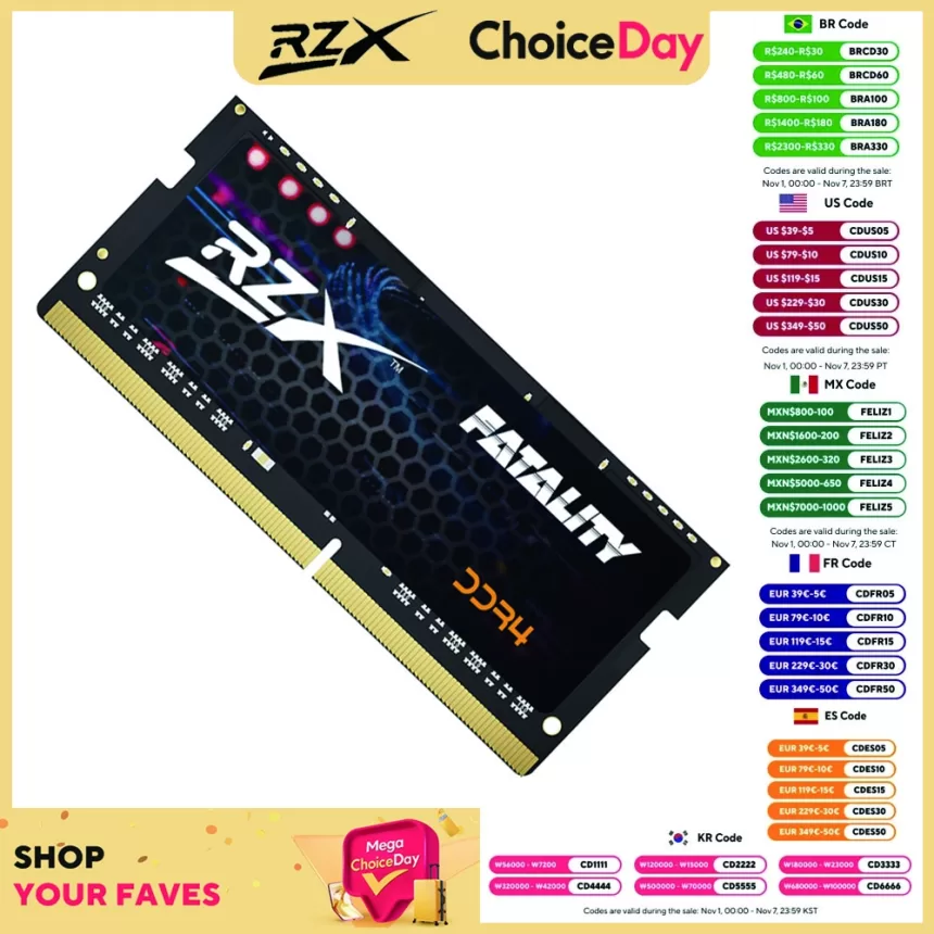 RZX DDR4 Memoria RAM Laptop 16GB 8GB 32GB 1.2V 260pin 3200MHz 2666MHz 2400MHz PC4 Notebook Sodimm Memory