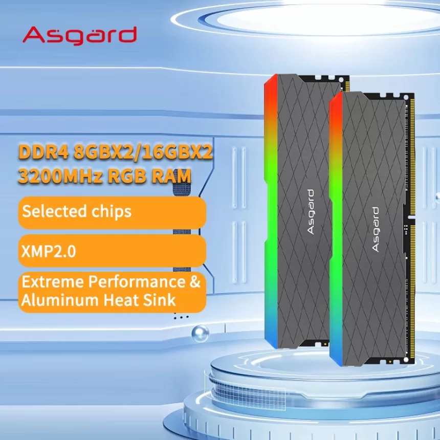 Asgard memoria ram RGB RAM ddr4 8GBx2 16GBx2 3200MHz W2 Series ddr4 ram 1.35V dual-channel DIMM desktop memory ram