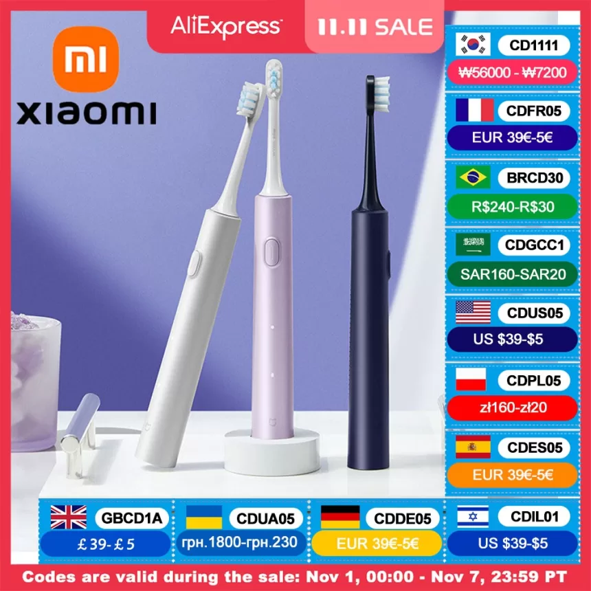 XIAOMI MIJIA Electric Sonic Toothbrush T302 USB Charge Rechargeable For Adult Waterproof Electronic Whitening Teeth Tooth Brush