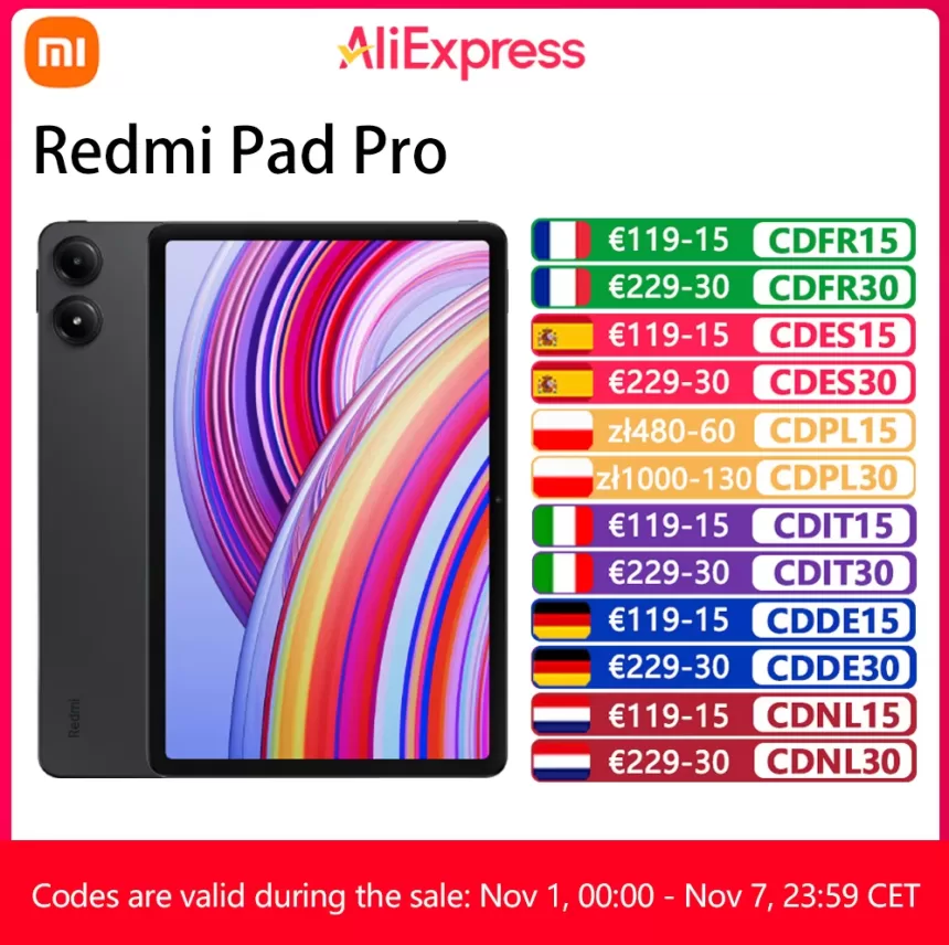 Xiaomi Redmi Pad Pro,12.1",120Hz,8 MP Camera,10000 mAh,33 W Charging,Four Speakers, Dolby Atmos