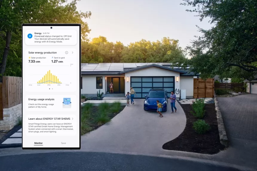 „Samsung“ paskelbė apie bendradarbiavimą su „Tesla“: energijos stebėsenos platforma tapo pirmąja išmaniųjų namų sistema, kuri bus integruota su JAV bendrovės produktais