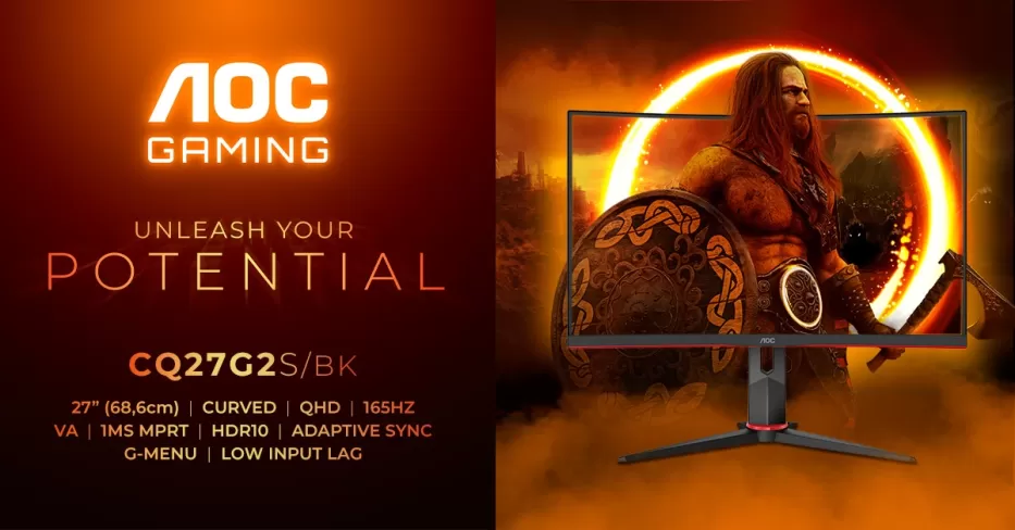 Pristatytas naujasis „AOC GAMING CQ27G2S/BK“ monitorius - kur 1500R išlinkis sutinka geriausias savybes žaidimams