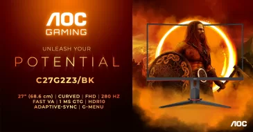 „AGON by AOC“ pristatė naująjį „AOC Gaming C27G2Z3/BK“ monitorių: greitas ir įtraukiantis 27 colių monitorius už prieinamą kainą